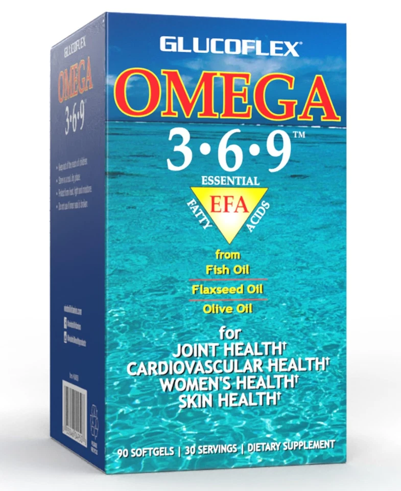 Glucoflex Omega 3 6 9 Supplement for Joint and Heart Health 20 Servings - Image 1 of 4