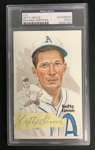 Lefty Grove Signed Perez Steele Postcard Cut Index Athletics Autograph PSA/DNA - Picture 1 of 3