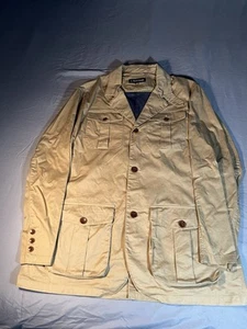 J. Peterman Safari Blazer Jacket Mens 44 Tan Cotton Blend 32”x23” Travel - Picture 1 of 11
