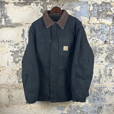 Y2K Carhartt Mens Black Chore Coat Jacket Workwear Duck Canvas Quilted Lined - Image 1 of 4