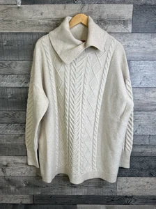 Monsoon Womens Jumper Size XL Cream Cable Knit Split Neck Sweater Knit - Picture 1 of 9