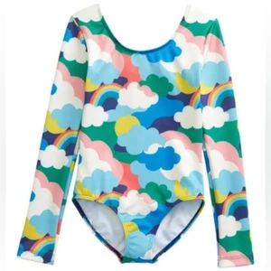 Mini Boden Kids Girls Long Sleeve Performance Leotard 6-7 Years Rainbow Cloud - Picture 1 of 6
