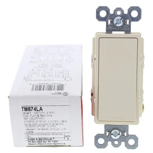 Pass & Seymour Legrand Lt Almond Decorator Rocker Wall Switch 4-WAY 15A TM874LA - Picture 1 of 7