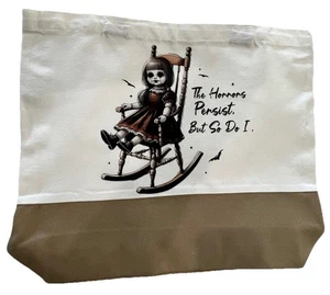 New Silkfly 18”x15” Canvas Bag with Handles “the Horrors Persist” - Picture 1 of 2