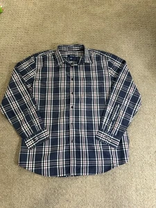 Basic Editions Easy Care Men's Large Plaid Long Sleeve Button Down Shirt - Picture 1 of 7