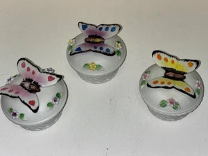 3er Set Lefton China SCHMETTERLING Schmuckschatullen, 2487, handbemalt - Bild 1 von 6