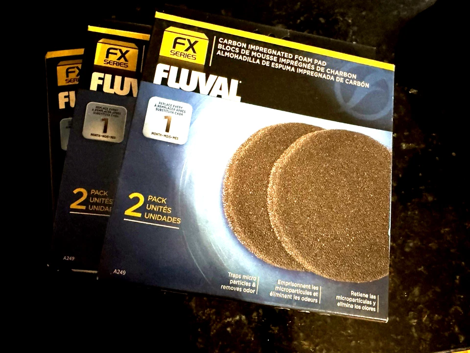 6 FLUVAL FX Series canister filter CARBON IMPREGNANTED FOAM PADS (3 packs of 2) - Image 1 of 1