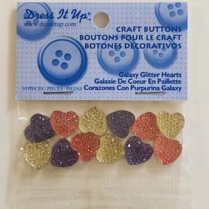 Dress It Up Buttons Galaxy Glitter Hearts Jesse James Embellishment Flat Back - Picture 1 of 2