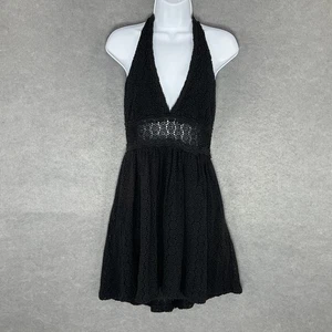 Mini abito Free People Halter taglia 4 uncinetto pizzo orlo babydoll festa cocktail - Foto 1 di 12