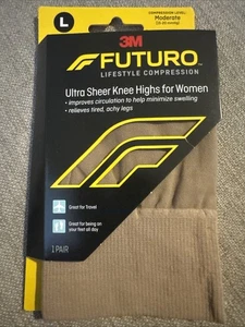 FUTURO Ginocchiere Ultra Trasparenti per Donna, Nude, Grandi, Moderate (15-20 mm/Hg) - Foto 1 di 2