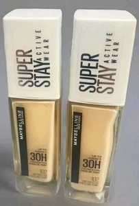 2 PACK Maybelline SuperStay Foundation Active Wear 30 HR 102 Fair Porcelain 1 oz - Picture 1 of 1
