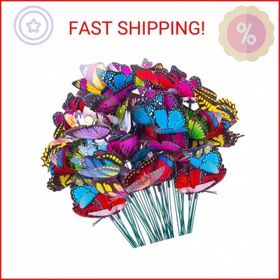 VGOODALL 50 piezas decoraciones de jardín de mariposas, estacas de mariposas de plástico de 11,5 pulgadas Foto 1 de 2