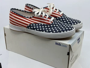 Zapatillas patrióticas KEDS Original Bandera Americana Mujer 9.5 Lona 4 Julio Nuevas en Caja - Imagen 1 de 8