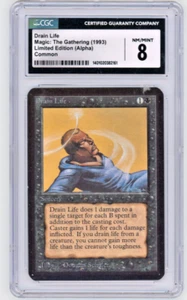 1993 Magic the Gathering MtG LIMITED EDITION ALPHA Drain Life CGC 8 - Picture 1 of 2