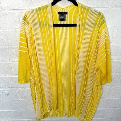 Lafayette 148 New York Yellow White Knit Linen Cardigan size M - Image 1 of 4