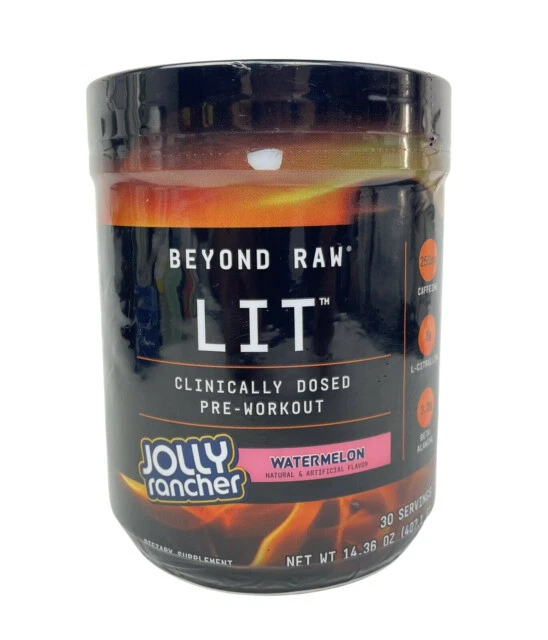 GNC Beyond Raw LIT 14.36 oz Pre-Workout Powder - Jolly Rancher Watermelon (30 Servings)