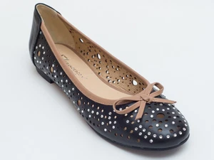 New Francesco V. Black Perforated Leather Flats Size 38 US 8 - Bild 1 von 6