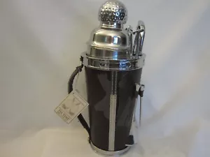 Godinger Silver Art Co TEE TIME Cocktail Martini Shaker Bar Tool Set Golf Bag - Picture 1 of 10