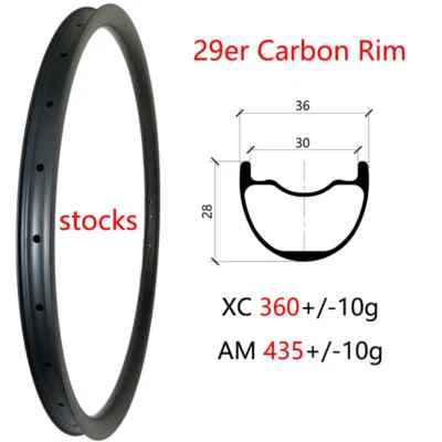 Llantas de fibra de carbono para bicicleta de montaña 29er XC AM 36 mm ancho 28 mm profundidad tubeless 28 32H Foto 1 de 4