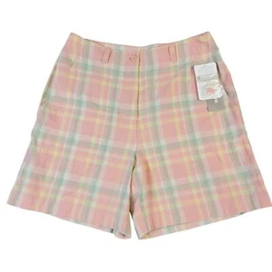 Vintage Y2K Linen Blend Shorts Women's 6 Plaid Bermuda Jones New York Casual New - Picture 1 of 10