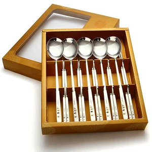 GoldenBell Edelstahl Löffel Essstäbchen 5 Sets Metall Remember Laser Koreanisch - Bild 1 von 3
