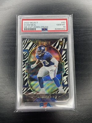 2022 Select Evan Neal Die-Cut Zebra Prizm PSA Gem Mint 10 - Image 1 of 2