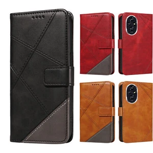 Splice PU Leather Wallet Phone Case for Huawei Honor 200 90 Y90 70 100 50 X9 X8 - Picture 1 of 17