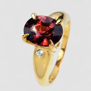 Vivid Red Zircon 2.20Ct With 24K Gold Plated 925 Sterling Silver Rings Size 6.25 - Picture 1 of 8