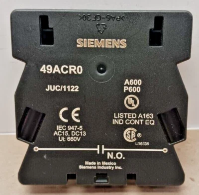 NUEVO SIEMENS 49ACRO AUXILIAR N.O. CONTACTO 6A 600V Foto 1 de 4