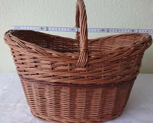 Einkaufskorb Rattan Korb Weidenkorb Geschenkkorb mit Bügel Korbware geflochten - Bild 1 von 4