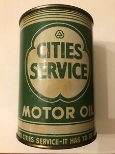 Vintage Cities Service Solder Seam Motor Oil Can 1 Quart Size