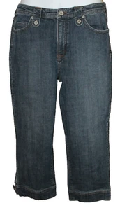 Chico's Platinum Denim Capris Cropped Pants Snap Cuffs 2.5 - Picture 1 of 8