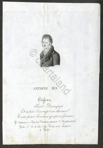 Werbung - Antoine Bis Coiffeur - Friseur Verkauf Perücken - um 1800 - Bild 1 von 1