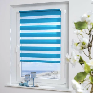 ourdeco® Doppelrollo, Duo-Rollo Mini Klemmfix Rollo Montage ohne Bohren blau - Bild 1 von 7
