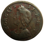 1734 King George II Farthing Coin No Stops On Obverse Variety