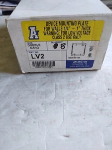 (BOX OF 8) ARLINGTON # LV2 / DEVICE MOUNTING PLATE, DOUBLE GANG. - Picture 1 of 4