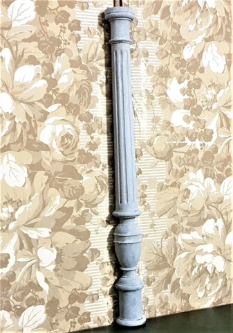 Victorian gray painted wood carving column Antique french architectural salvage Cover