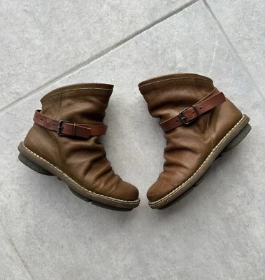 DDP Trippen BOMB Leather Ankle Boots Brown W Strap Women's Size 38 - Image 1 of 4