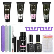 Kit d'Extensions d'Ongles, Jane Choi 4*15g Couleurs Polygel kit (Blanc, Rose Nud