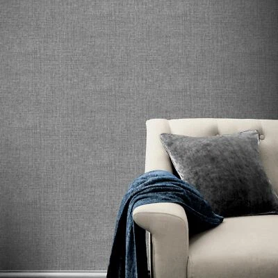 Tela De Yute Texturizada Lisa - Gris Oscuro 295000 - Papel Tapiz Arthouse - Imagen 1 de 3