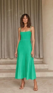 RUNWAY SCOUT "Alexa" Emerald Green Jersey Midi Womens Christmas Dress Size M - Picture 1 of 18