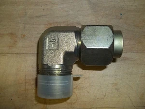 NEW PARKER 16CTX-S STEEL 1" MALE JIC TRIPLE-LOK TO MALE 1" NPT 90d ELBOW ADAPTER - Picture 1 of 2