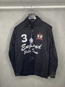 NWT La Martina Polo England Polo Team Botton Shirt Black Mens Size Large - Picture 1 of 8