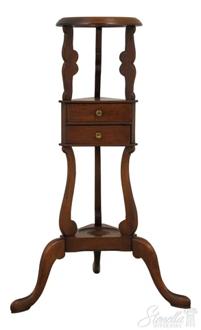 F55771EC: Vintage Mahogany 2 Drawer Wig Stand Planter Cover