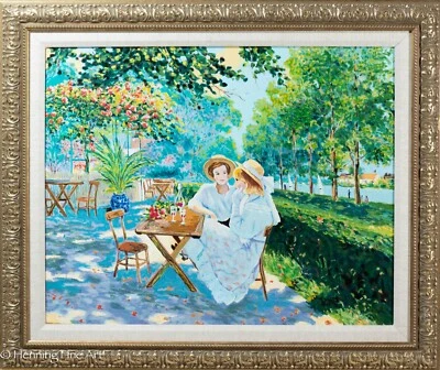 Impresionante Lienzo Paisaje Impresionista Francés Claude Cambour Firmado Confidencias Foto 1 de 4