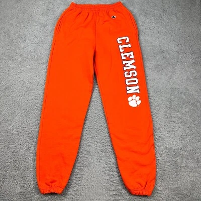 Clemson Tigers Pants Men Small Orange Champion Sweatpants Spell Out NCAA Adult S - Image 1 of 4