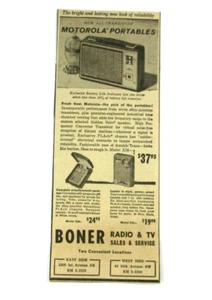 Boner Motorola 1963 radios portátiles tienda anuncio impreso recorte - Imagen 1 de 1