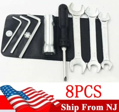 8 Pcs Universal Motorcycle Spark Plug Screwdriver Spanner Wrench Socket Tool Kit - Image 1 of 4