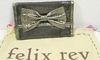 Bolso de Mano Felix Rey Pequeño, Brillo Metal Gris. Cartera Foto 1 de 4