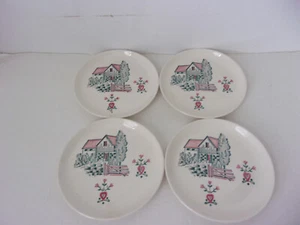 4 Ceramic  6 3/8" Dessert  Plates- Unknown Maker / Unmarked - Picture 1 of 3